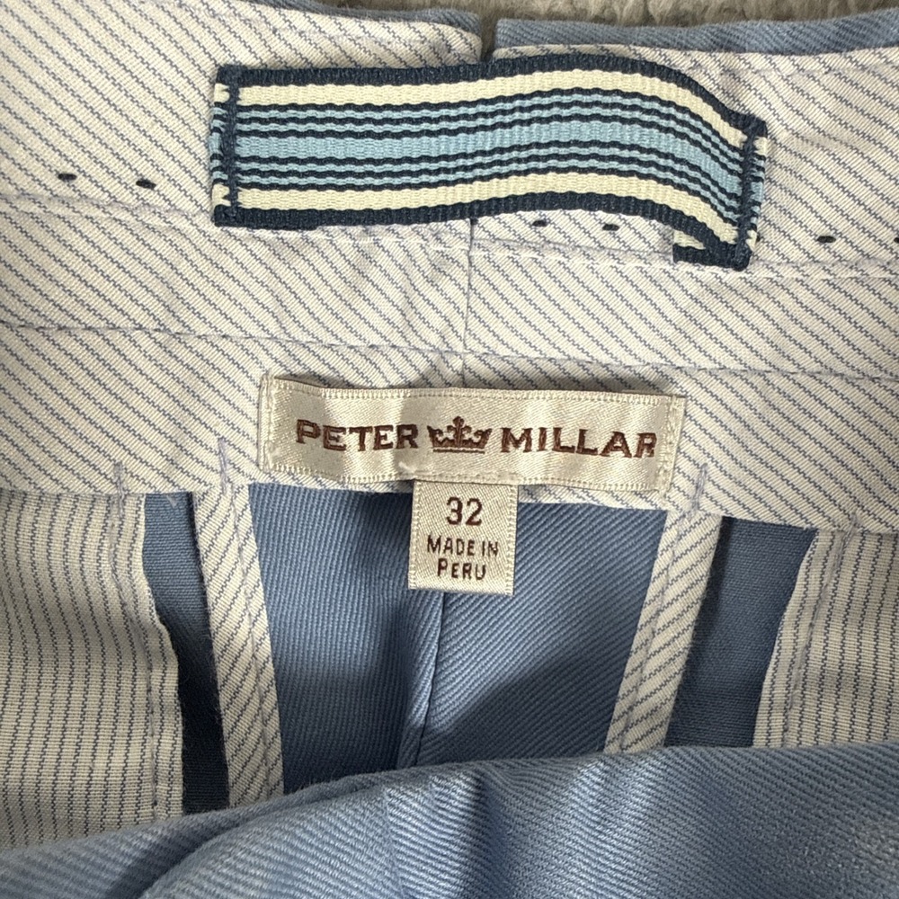 Peter Millar Pants Mens 32x30 Blue Flat Front Chino Raleigh Washed Twill - Picture 3 of 9